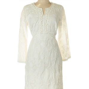 Lilly Pulitzer white shell beaded tunic dress L